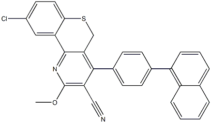 9-Chloro-2-methoxy-4-[4-(1-naphtyl)phenyl]-5H-[1]benzothiopyrano[4,3-b]pyridine-3-carbonitrile Struktur