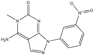 4-Amino-1-(3-nitrophenyl)-5-methyl-1H-pyrazolo[3,4-d]pyrimidin-6(5H)-one Struktur