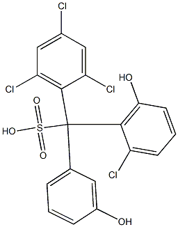 (2-Chloro-6-hydroxyphenyl)(2,4,6-trichlorophenyl)(3-hydroxyphenyl)methanesulfonic acid Struktur