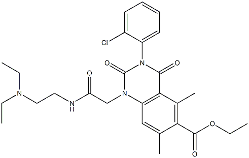 1,2,3,4-Tetrahydro-3-(2-chlorophenyl)-1-[(2-diethylaminoethyl)aminocarbonylmethyl]-5,7-dimethyl-2,4-dioxoquinazoline-6-carboxylic acid ethyl ester Struktur