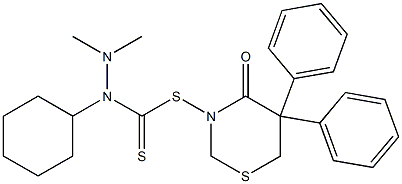 1-Cyclohexyl-2,2-dimethylhydrazine-1-carbodithioic acid (tetrahydro-5,5-diphenyl-4-oxo-4H-1,3-thiazin)-3-yl ester Struktur