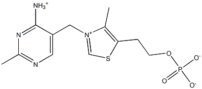 3-[(4-Ammonio-2-methyl-5-pyrimidinyl)methyl]-4-methyl-5-(2-phosphonooxyethyl)thiazol-3-ium Struktur