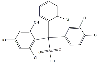 (2-Chlorophenyl)(3,4-dichlorophenyl)(6-chloro-2,4-dihydroxyphenyl)methanesulfonic acid Struktur