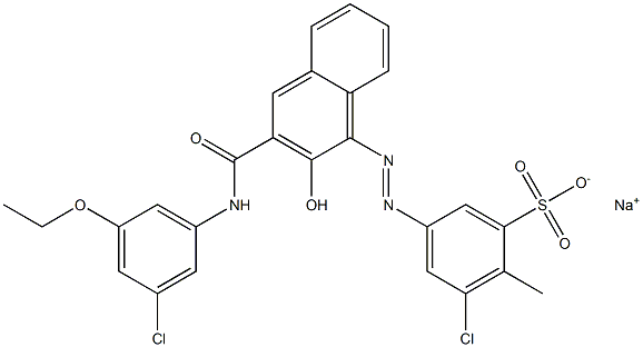 3-Chloro-2-methyl-5-[[3-[[(3-chloro-5-ethoxyphenyl)amino]carbonyl]-2-hydroxy-1-naphtyl]azo]benzenesulfonic acid sodium salt Struktur