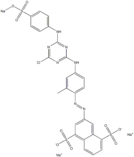 3-[4-[4-Chloro-6-[4-(sodiosulfo)anilino]-1,3,5-triazin-2-ylamino]-2-methylphenylazo]-1,5-naphthalenedisulfonic acid disodium salt Struktur