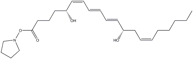 (5R,6Z,8E,10E,12S,14Z)-5,12-Dihydroxy-6,8,10,14-icosatetraenoic acid (pyrrolidin-1-yl) ester Struktur