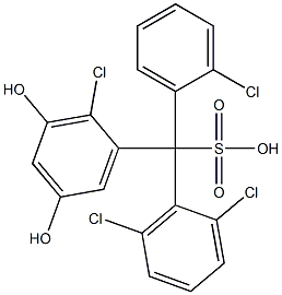 (2-Chlorophenyl)(2,6-dichlorophenyl)(2-chloro-3,5-dihydroxyphenyl)methanesulfonic acid Struktur