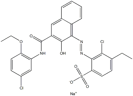 3-Chloro-4-ethyl-2-[[3-[[(3-chloro-6-ethoxyphenyl)amino]carbonyl]-2-hydroxy-1-naphtyl]azo]benzenesulfonic acid sodium salt Struktur