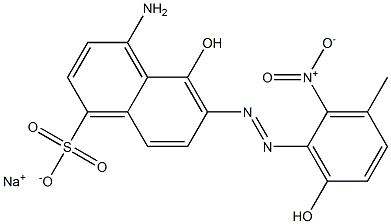 4-Amino-5-hydroxy-6-[(6-hydroxy-3-methyl-2-nitrophenyl)azo]-1-naphthalenesulfonic acid sodium salt Struktur