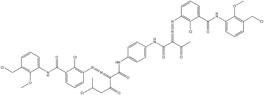 3,3'-[2-(1-Chloroethyl)-1,4-phenylenebis[iminocarbonyl(acetylmethylene)azo]]bis[N-[3-(chloromethyl)-2-methoxyphenyl]-2-chlorobenzamide] Struktur