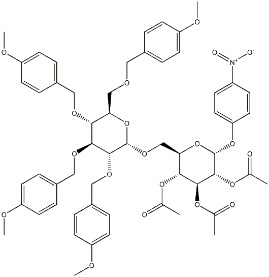 4-NITROPHENYL 2,3,4-TRI-O-ACETYL-6-O-(2',3',4',6'-TETRA-O-4-METHOXYBENZYL-ALPHA-D-GLUCOPYRANOSYL)-ALPHA-D-GLUCOPYRANOSIDE Struktur