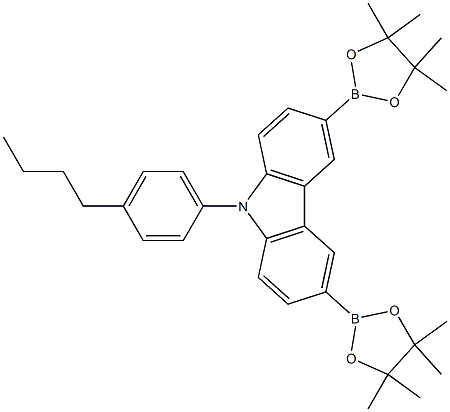 9-(4-Butylphenyl)-3,6-bis(4,4,5,5-tetramethyl-1,3,2-dioxaborolan-2-yl)-9H-carbazole Struktur