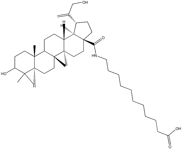 N-(3,30-dihydroxylup-20(29)-en-28-oyl)-11-aminoundecanoic acid Struktur