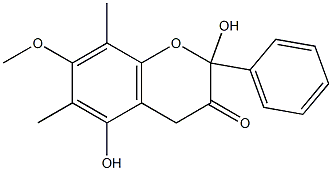 2,5-dihydroxy-7-methoxy-6,8-dimethylflavan-3-one Struktur