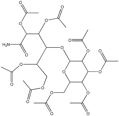 3,4-di(acetyloxy)-1-[1-(acetyloxy)-2-amino-2-oxoethyl]-2-({3,4,5-tri(acetyloxy)-6-[(acetyloxy)methyl]tetrahydro-2H-pyran-2-yl}oxy)butyl acetate Struktur