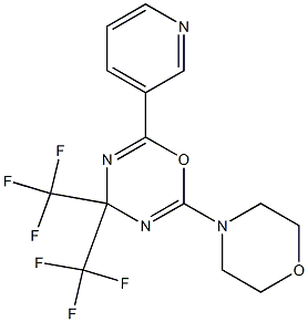 2-morpholino-6-(3-pyridyl)-4,4-di(trifluoromethyl)-4H-1,3,5-oxadiazine Struktur