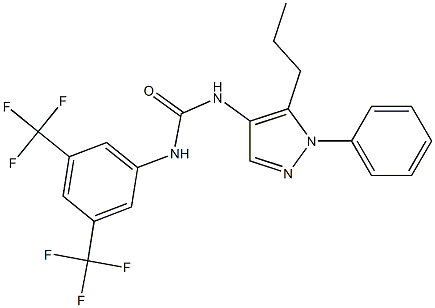 N-[3,5-di(trifluoromethyl)phenyl]-N'-(1-phenyl-5-propyl-1H-pyrazol-4-yl)urea Struktur