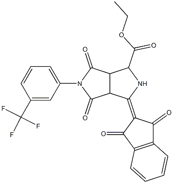 ethyl 3-(1,3-dioxo-1,3-dihydro-2H-inden-2-yliden)-4,6-dioxo-5-[3-(trifluoromethyl)phenyl]octahydropyrrolo[3,4-c]pyrrole-1-carboxylate Struktur