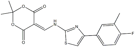 5-({[4-(4-fluoro-3-methylphenyl)-1,3-thiazol-2-yl]amino}methylene)-2,2-dimethyl-1,3-dioxane-4,6-dione Struktur