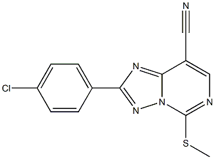 2-(4-chlorophenyl)-5-(methylthio)[1,2,4]triazolo[1,5-c]pyrimidine-8-carbonitrile Struktur