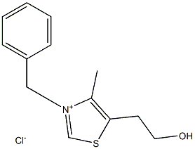 3-benzyl-5-(2-hydroxyethyl)-4-methyl-1,3-thiazol-3-ium chloride Struktur