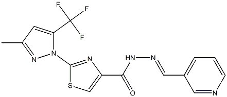 2-[3-methyl-5-(trifluoromethyl)-1H-pyrazol-1-yl]-N'-(3-pyridinylmethylene)-1,3-thiazole-4-carbohydrazide Struktur