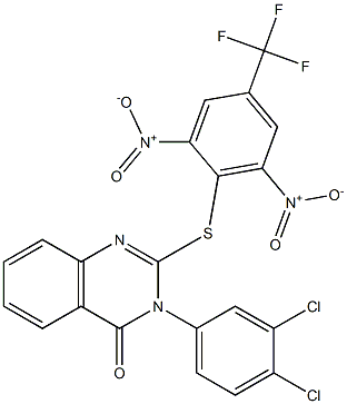 3-(3,4-dichlorophenyl)-2-{[2,6-dinitro-4-(trifluoromethyl)phenyl]thio}-3,4-dihydroquinazolin-4-one Struktur