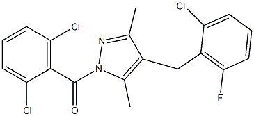 [4-(2-chloro-6-fluorobenzyl)-3,5-dimethyl-1H-pyrazol-1-yl](2,6-dichlorophenyl)methanone Struktur