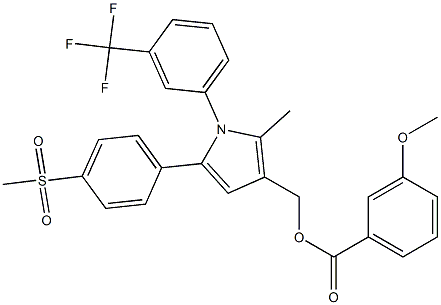 {2-methyl-5-[4-(methylsulfonyl)phenyl]-1-[3-(trifluoromethyl)phenyl]-1H-pyrrol-3-yl}methyl 3-methoxybenzenecarboxylate Struktur