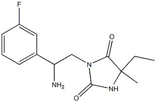 3-[2-amino-2-(3-fluorophenyl)ethyl]-5-ethyl-5-methylimidazolidine-2,4-dione Struktur