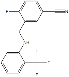 4-fluoro-3-({[2-(trifluoromethyl)phenyl]amino}methyl)benzonitrile Struktur