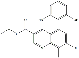 ethyl 7-chloro-4-(3-hydroxyanilino)-8-methyl-3-quinolinecarboxylate Struktur