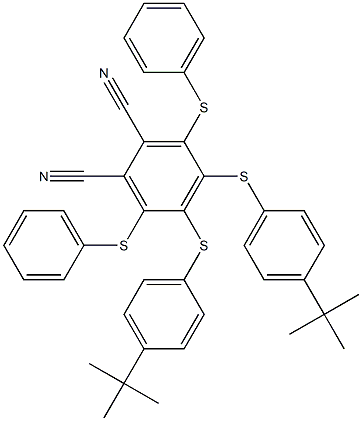 4,5-bis[(4-tert-butylphenyl)sulfanyl]-3,6-bis(phenylsulfanyl)phthalonitrile Struktur