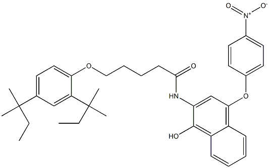 5-(2,4-ditert-pentylphenoxy)-N-(1-hydroxy-4-{4-nitrophenoxy}-2-naphthyl)pentanamide Struktur