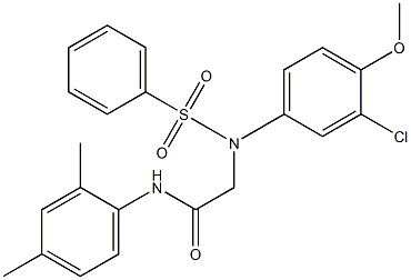 2-[3-chloro-4-methoxy(phenylsulfonyl)anilino]-N-(2,4-dimethylphenyl)acetamide Struktur