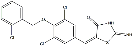 5-{3,5-dichloro-4-[(2-chlorobenzyl)oxy]benzylidene}-2-imino-1,3-thiazolidin-4-one Struktur