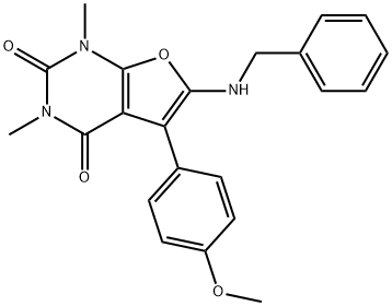 Furo[2,3-d]pyrimidine-2,4(1H,3H)-dione,  5-(4-methoxyphenyl)-1,3-dimethyl-6-[(phenylmethyl)amino]- Struktur