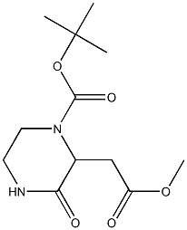 tert-butyl 2-(2-methoxy-2-oxoethyl)-3-oxo-1-piperazinecarboxylate Struktur