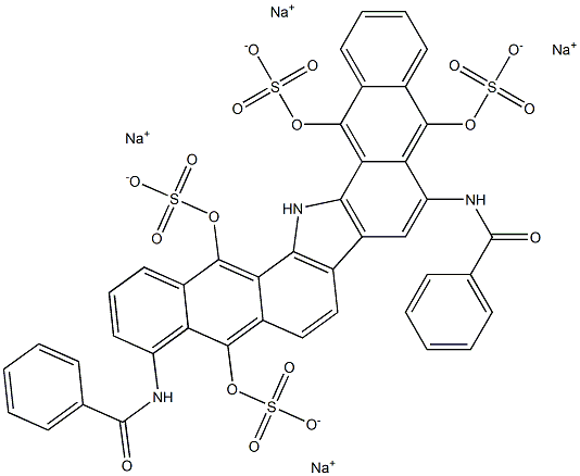 Benzamide, N,N'-[5,10,15,17-tetrakis(sulfooxy)-16H-dinaphtho[2,3-a:2',3'-i]carbazole-4,9-diyl]bis-, tetrasodium salt Struktur