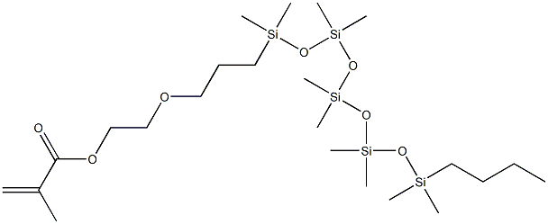 2-[3-(9-butyl-1,1,3,3,5,5,7,7,9,9-decamethylpentasiloxanyl)propoxy]ethyl methacrylate Struktur