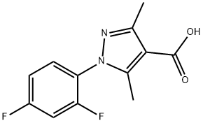 1-(2,4-difluorophenyl)-3,5-dimethyl-1H-pyrazole-4-carboxylic acid Struktur