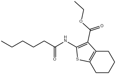 ethyl 2-(hexanoylamino)-4,5,6,7-tetrahydro-1-benzothiophene-3-carboxylate Struktur