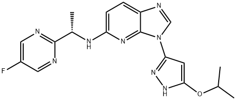 N-[(1S)-1-(5-fluoropyrimidin-2-yl)ethyl]-3-(5-isopropoxy-1H-pyrazol-3-yl)-3H-imidazo[4,5-b]pyridin-5-amine Struktur