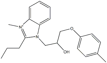 3-[2-hydroxy-3-(4-methylphenoxy)propyl]-1-methyl-2-propyl-3H-benzimidazol-1-ium Struktur