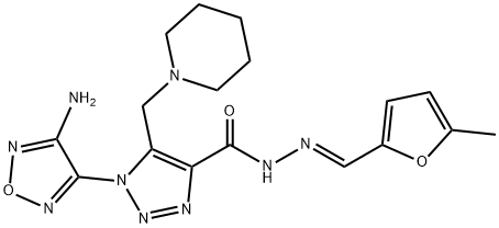 1-(4-amino-1,2,5-oxadiazol-3-yl)-N'-[(5-methyl-2-furyl)methylene]-5-(1-piperidinylmethyl)-1H-1,2,3-triazole-4-carbohydrazide Struktur