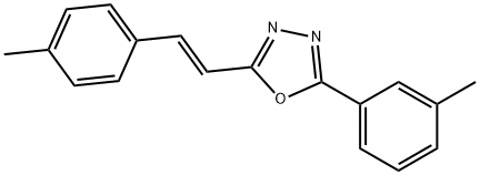 2-(3-methylphenyl)-5-[(E)-2-(4-methylphenyl)ethenyl]-1,3,4-oxadiazole Struktur