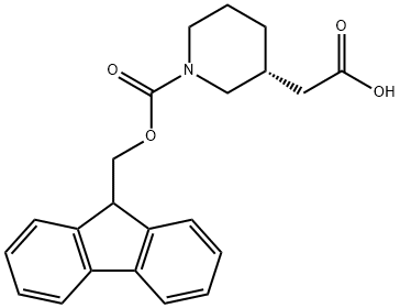 2-[(3R)-1-{[(9H-fluoren-9-yl)methoxy]carbonyl}piperidin-3-yl]acetic acid Struktur