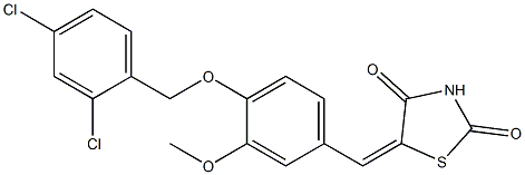 5-{4-[(2,4-dichlorobenzyl)oxy]-3-methoxybenzylidene}-1,3-thiazolidine-2,4-dione Struktur