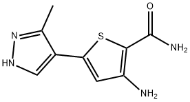 3-amino-5-(5-methyl-1H-pyrazol-4-yl)thiophene-2-carboxamide Struktur