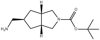 tert-butyl (3aR,5s,6aS)-5-(aminomethyl)hexahydrocyclopenta[c]pyrrole-2(1H)-carboxylate Struktur